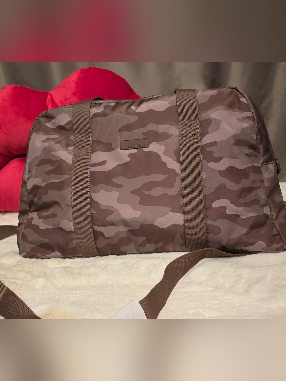 PINK Victoria's Secret Purple Camo Duffel Bag